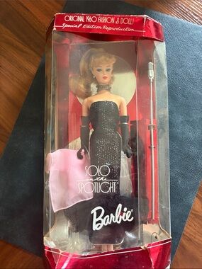 Barbie Black Gown with Pink Shawl and Black Gloves